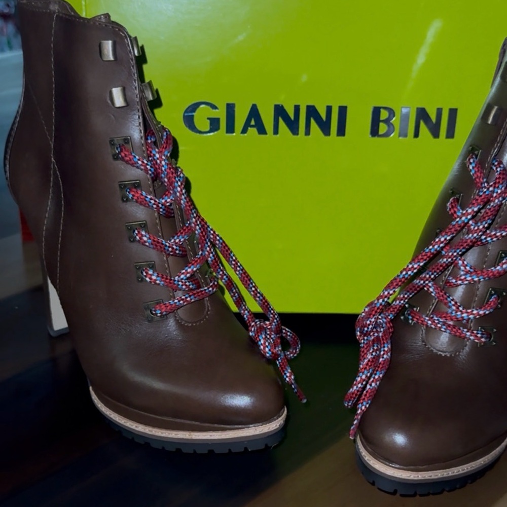 Gianni Bini Dark Brown Lace Up Boots